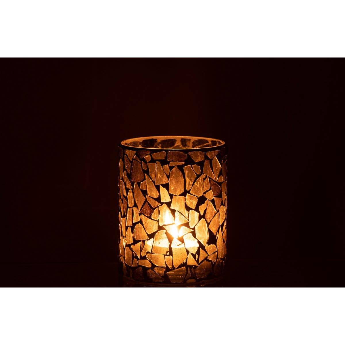 J-Line J-Line windlicht Mozaiek - glas - grijs/groen - medium