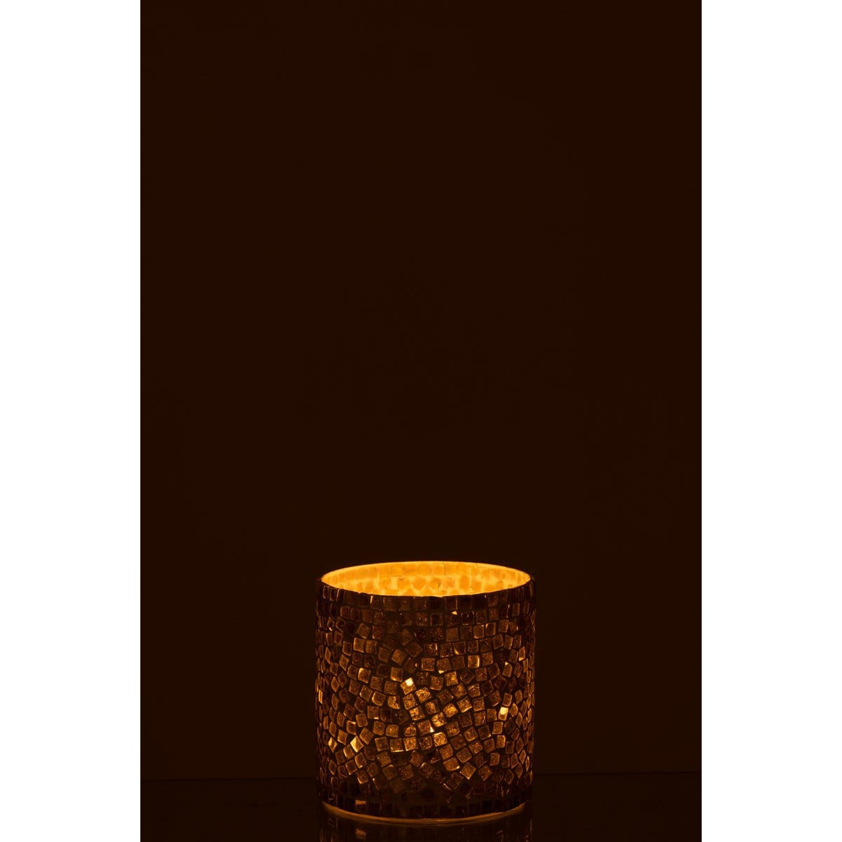 J-Line J-Line windlicht Mozaiek - glas - wit/zilver - small