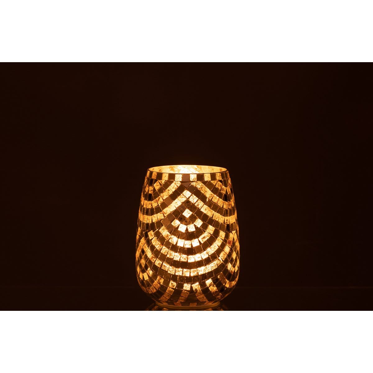 J-Line J-Line windlicht Mozaiek - glas - zilver/goud - large