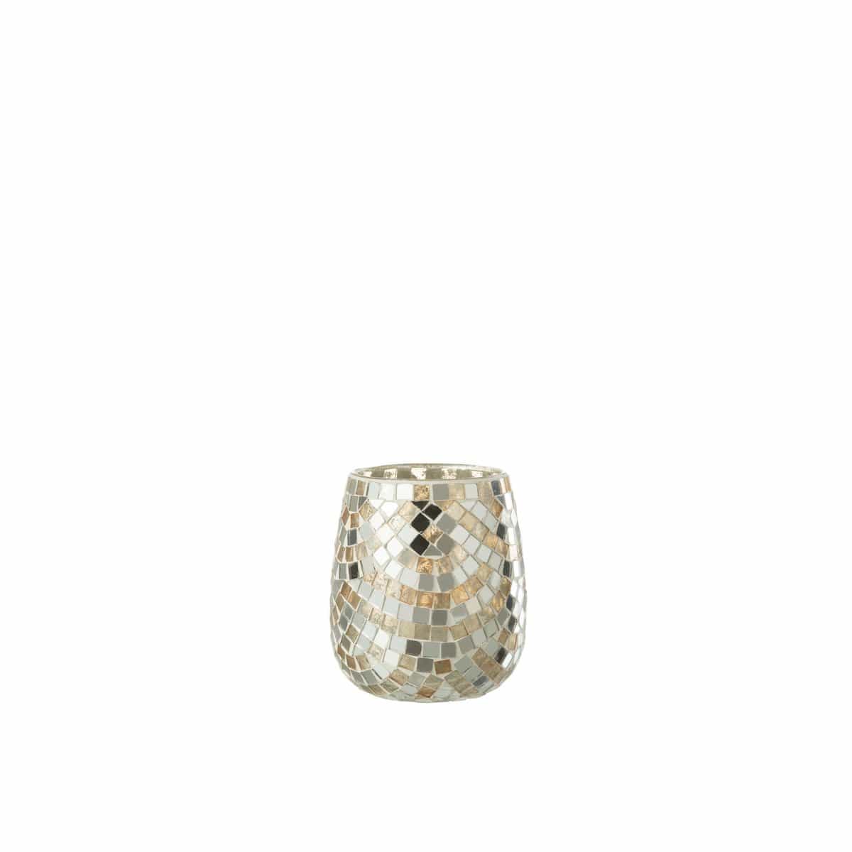 J-Line J-Line windlicht Mozaiek - glas - zilver/goud - medium