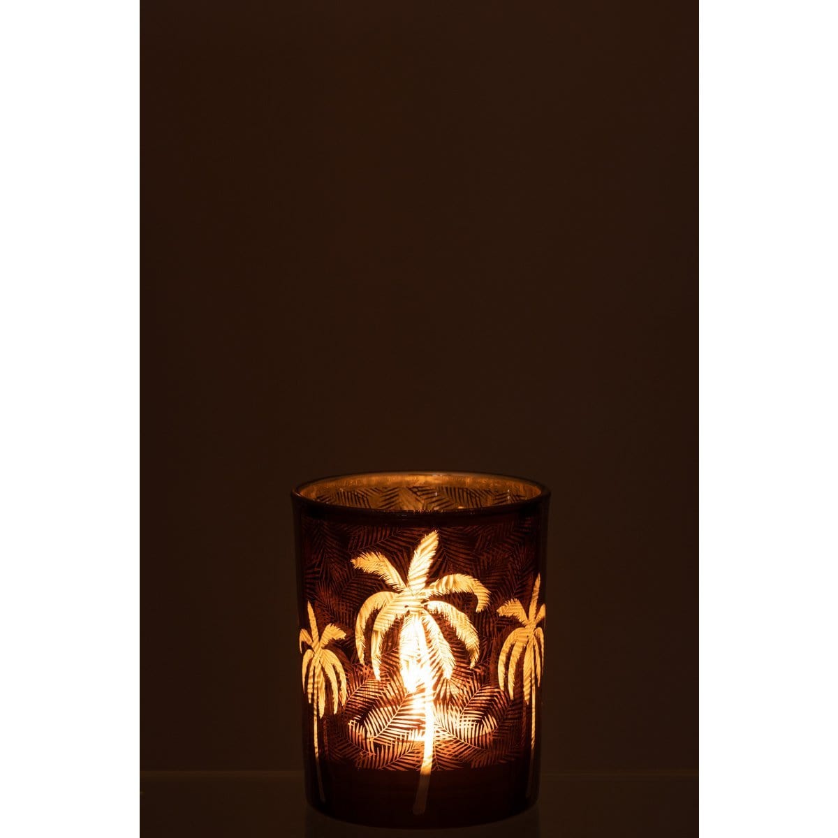 J-Line J-Line windlicht Palmboom - glas - bruin - medium