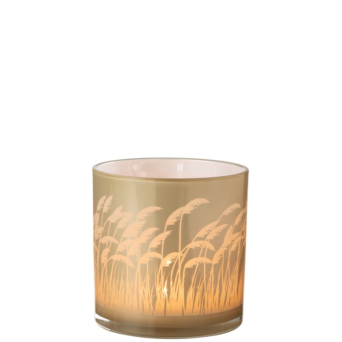 J-Line J-Line windlicht Pampas - glas - beige/wit - large