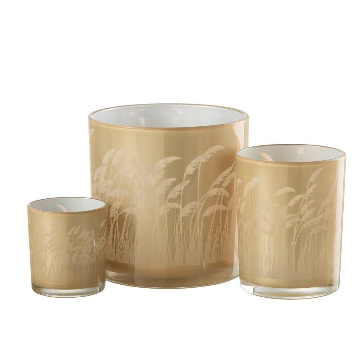 J-Line J-Line windlicht Pampas - glas - beige/wit - large