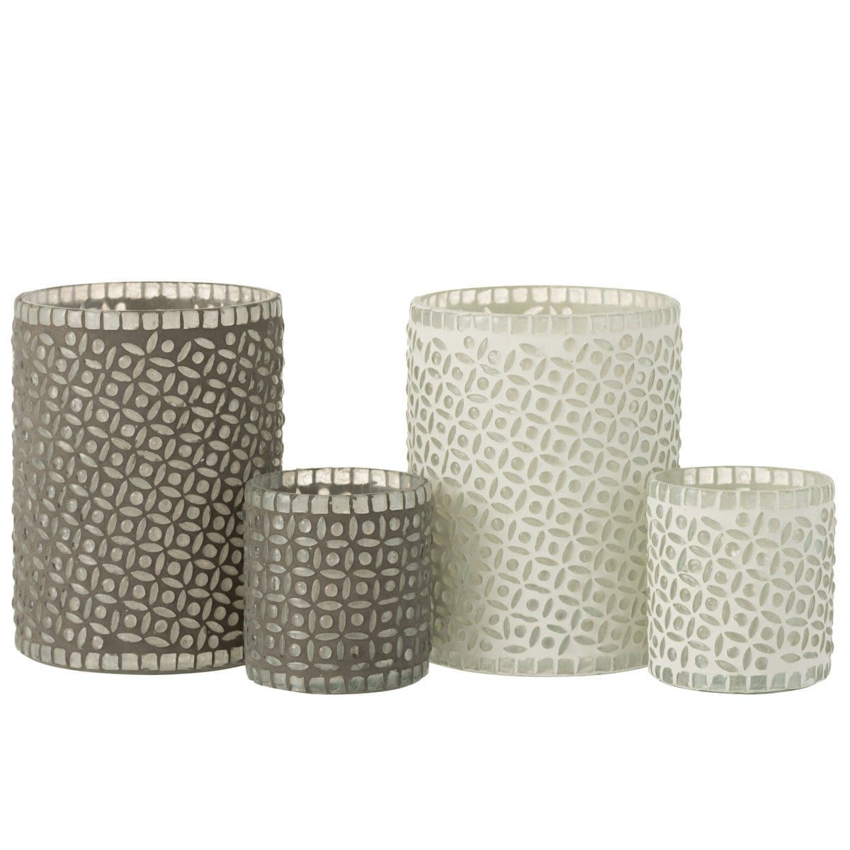 J-Line J-Line windlicht Patroon - glas - grijs