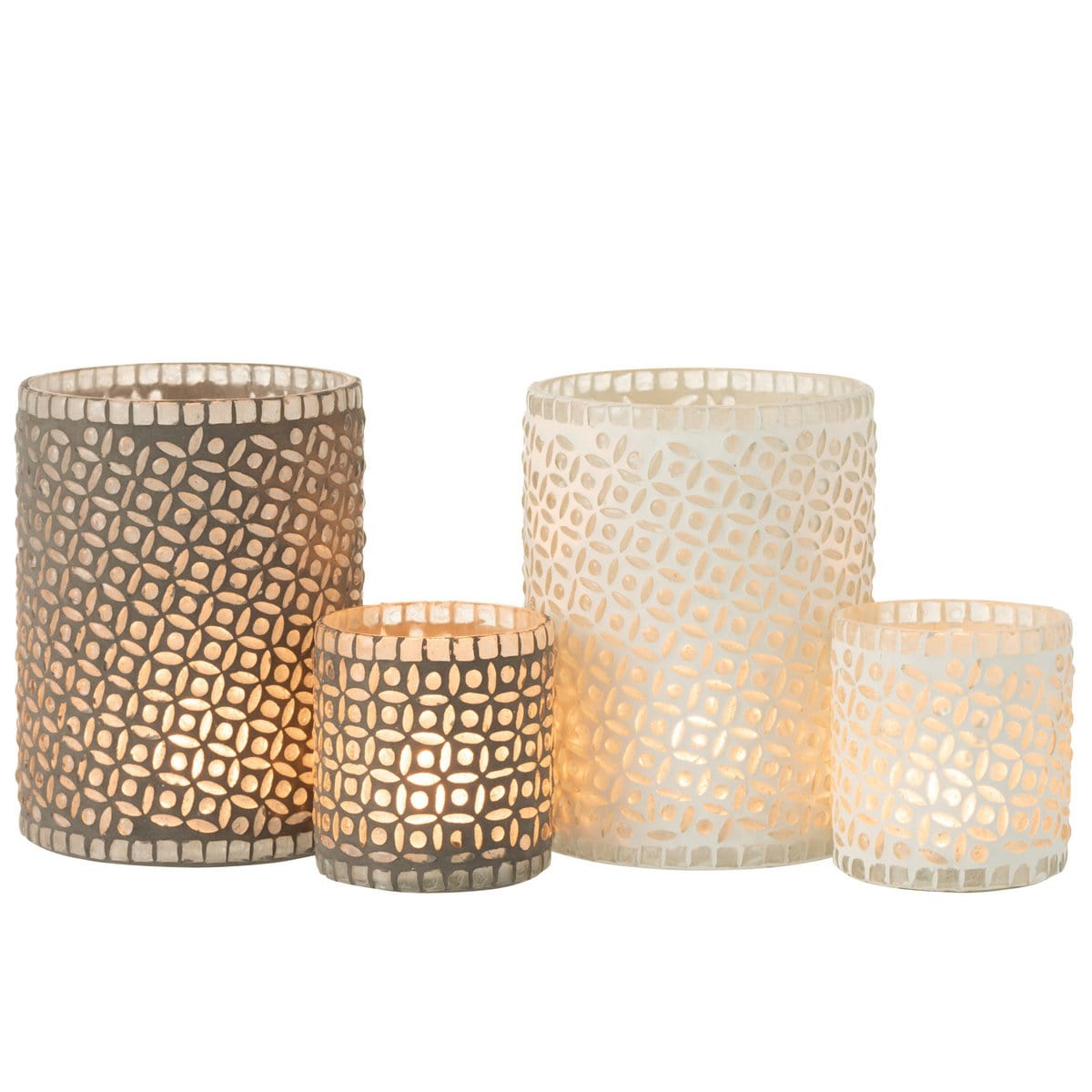 J-Line J-Line windlicht Patroon - glas - grijs