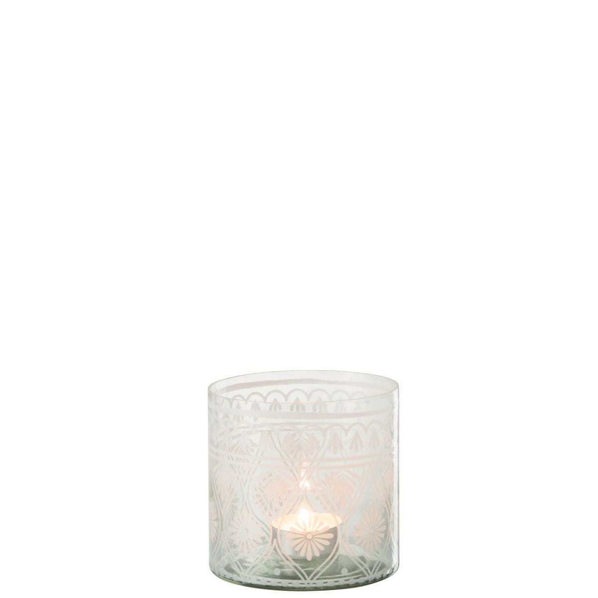 J-Line J-Line windlicht Patroon - glas - transparant/wit - small - 4 stuks