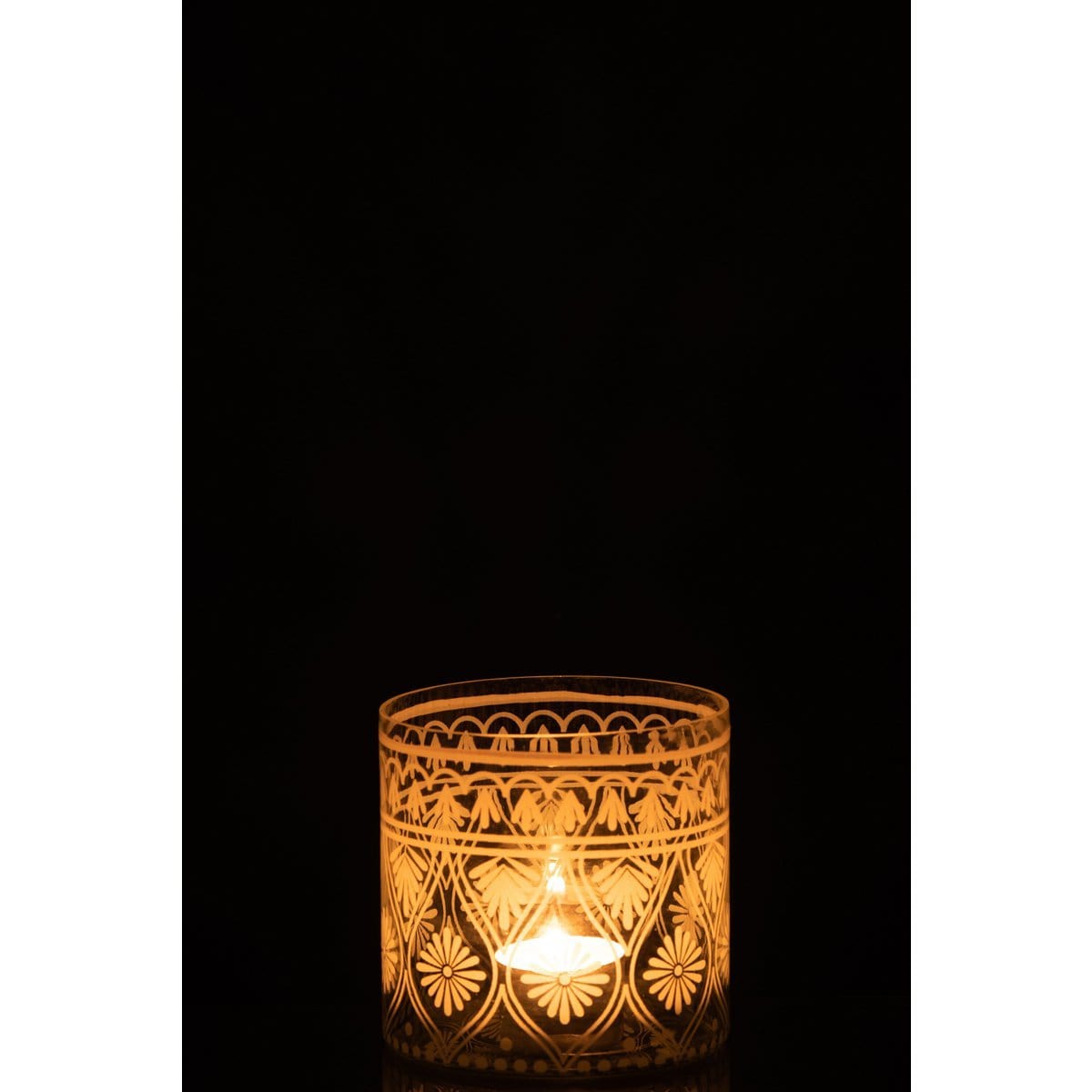 J-Line J-Line windlicht Patroon - glas - transparant/wit - small - 4 stuks