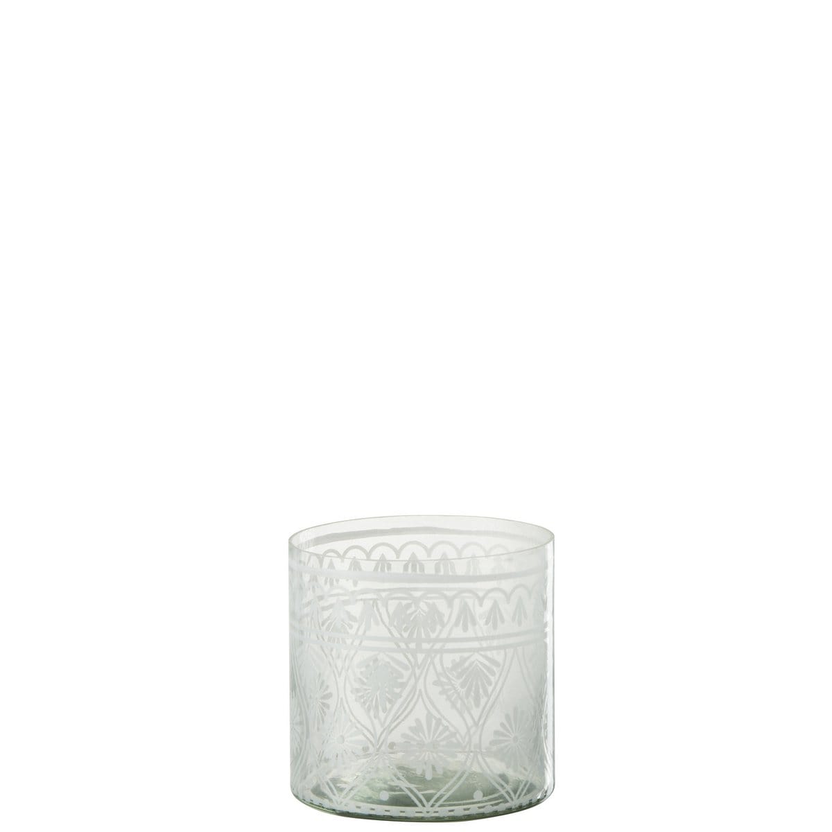 J-Line J-Line windlicht Patroon - glas - transparant/wit - small - 4 stuks