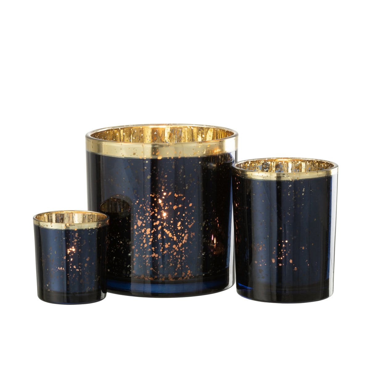 J-Line J-Line windlicht Rand - glas - blauw/goud - large
