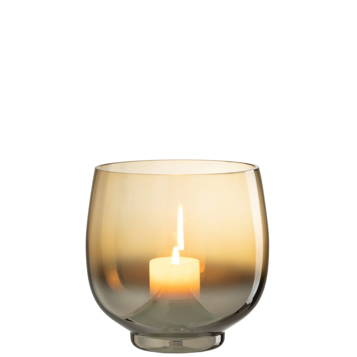 J-Line J-Line windlicht Rond - glas - geel/zilver - large