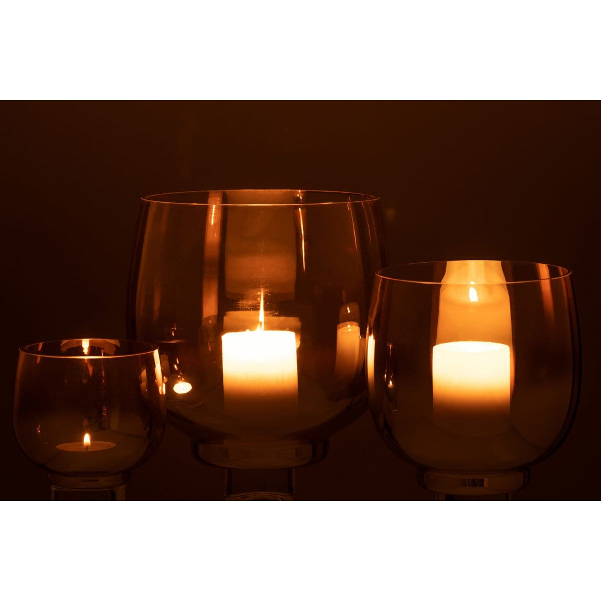 J-Line J-Line windlicht Rond - glas - geel/zilver - large