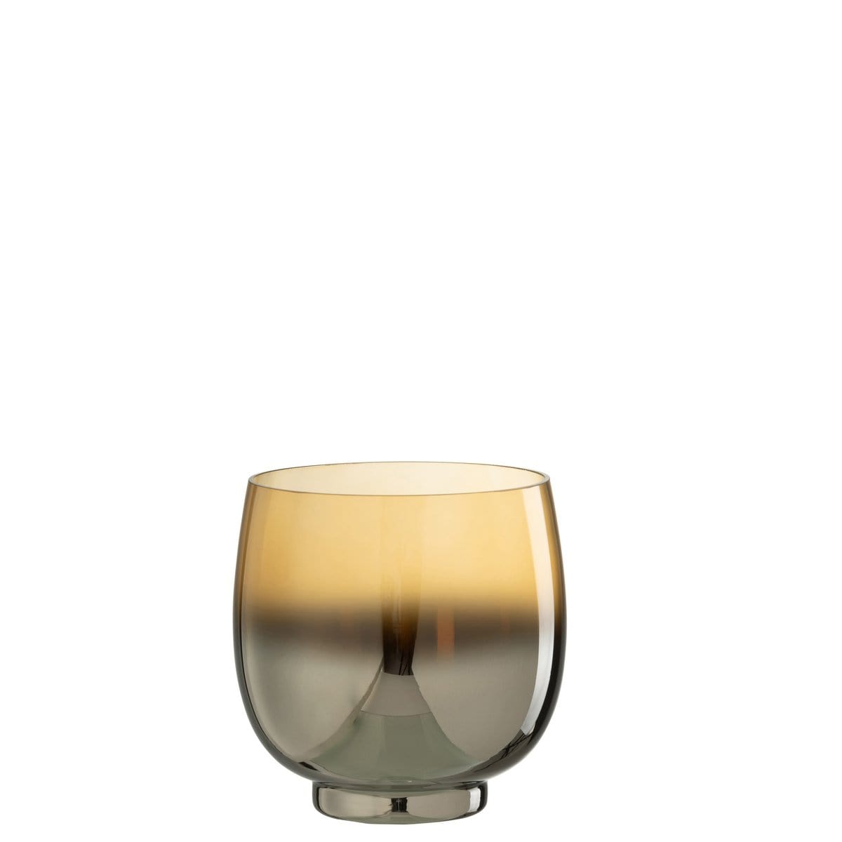 J-Line J-Line windlicht Rond - glas - geel/zilver - medium