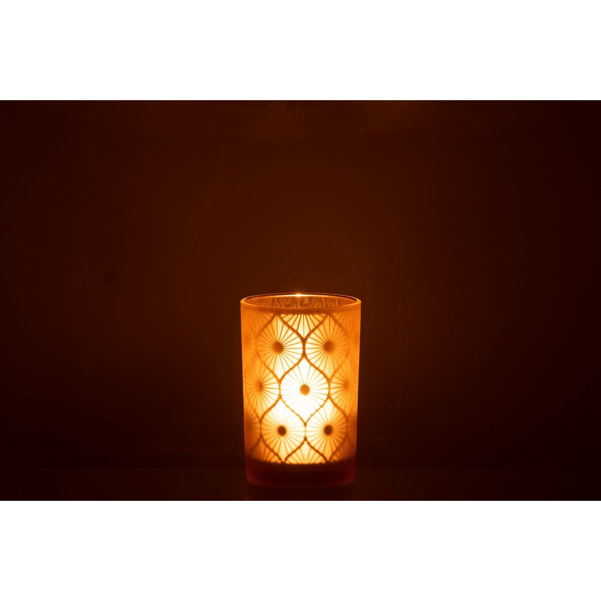 J-Line J-Line windlicht Ruit Bloemen - glas - geel - large