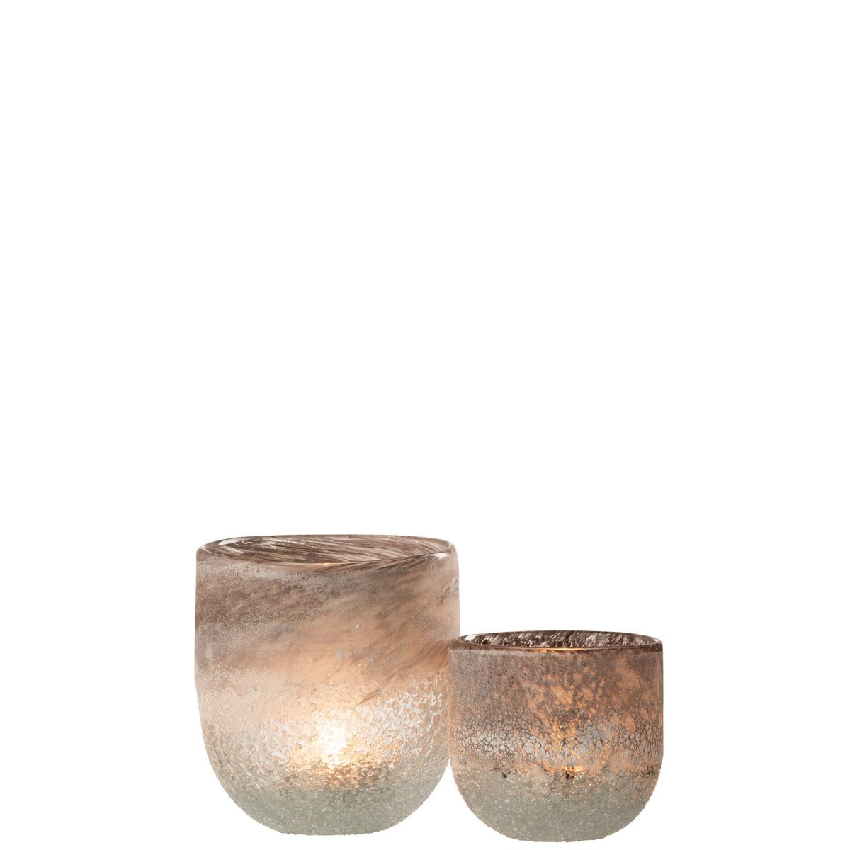 J-Line J-Line windlicht Scavo - glas - grijs - large