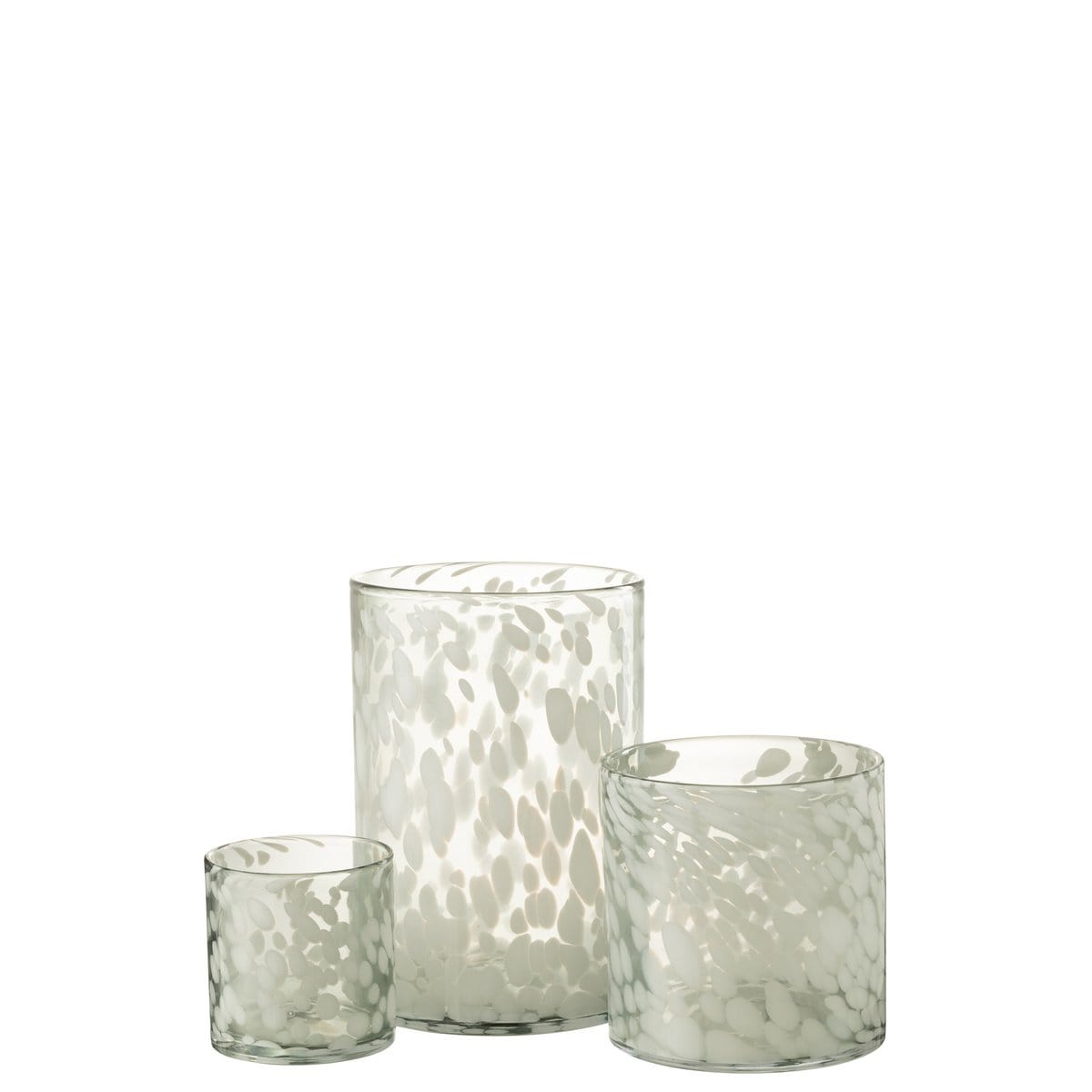 J-Line J-Line windlicht Spikkel - glas - grijs/wit - large