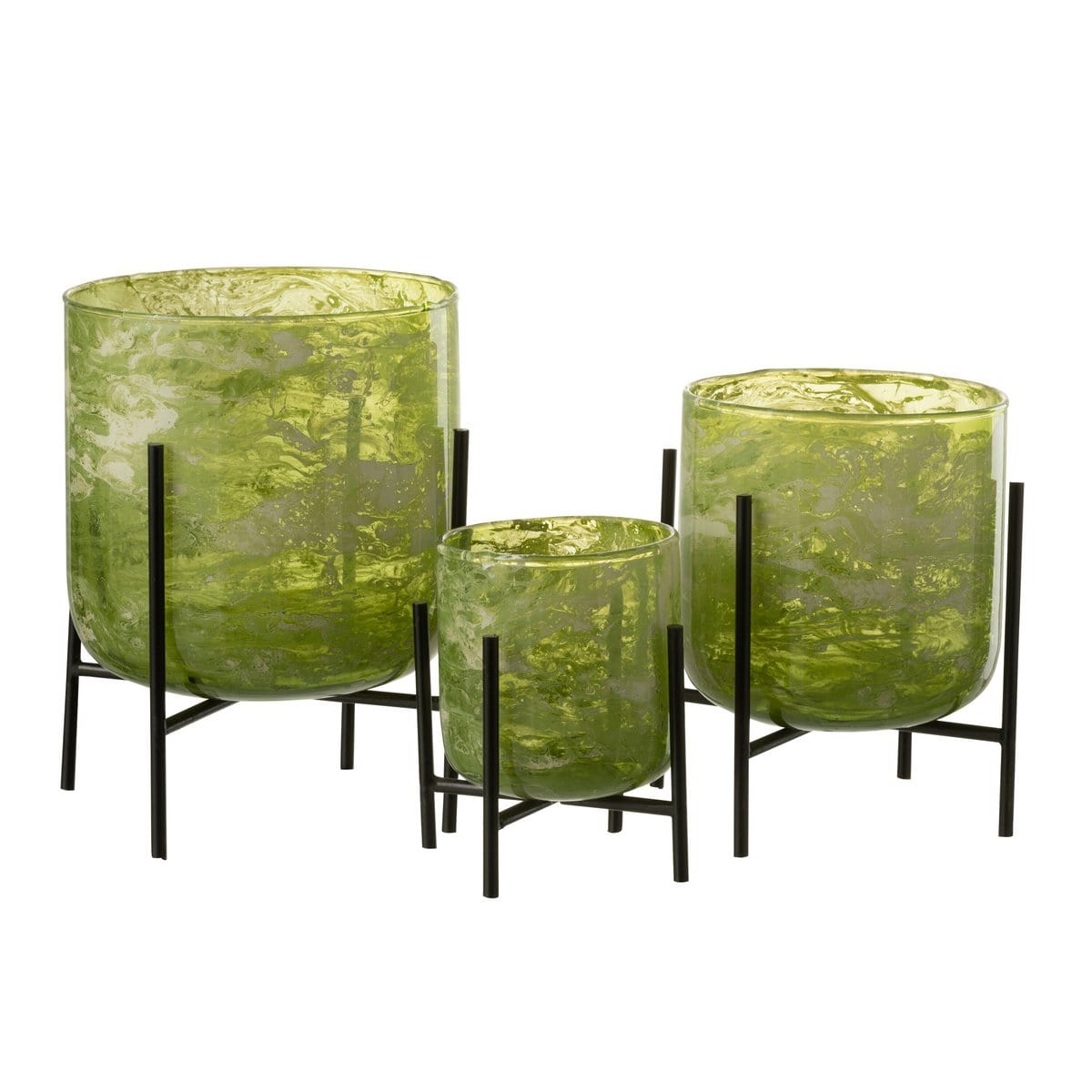 J-Line J-Line windlicht Staand Marmer - glas/ijzer - groen - large