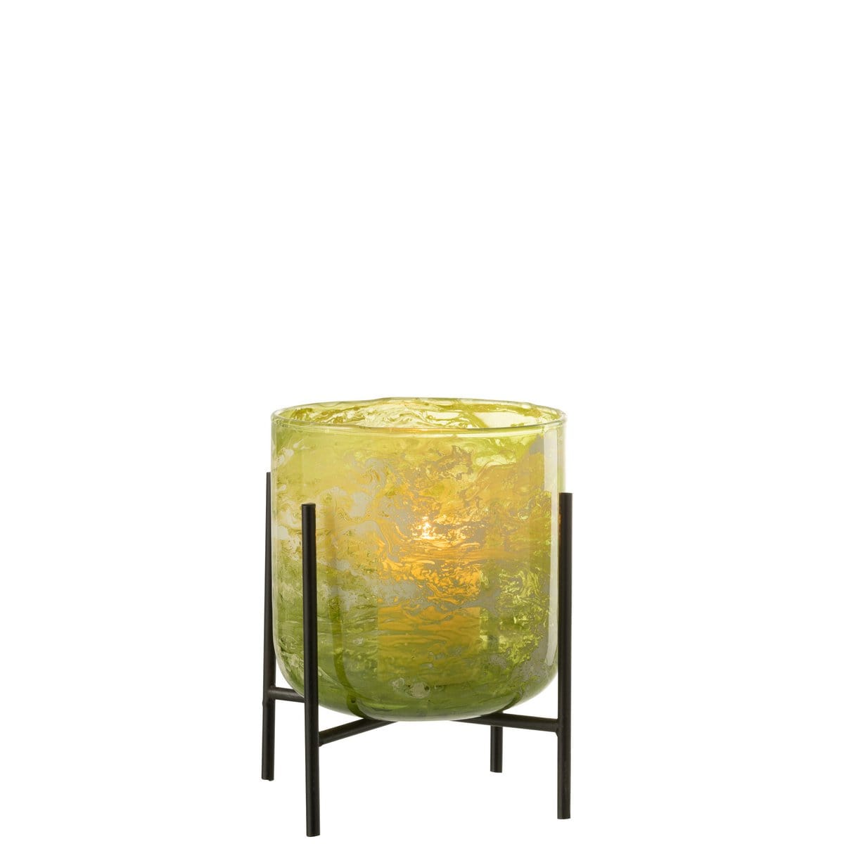 J-Line J-Line windlicht Staand Marmer - glas/ijzer - groen - medium