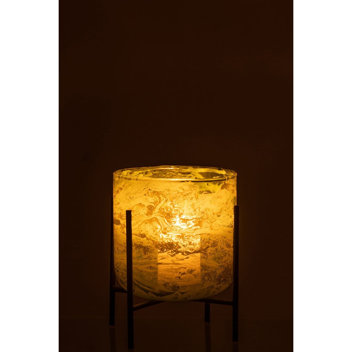 J-Line J-Line windlicht Staand Marmer - glas/ijzer - groen - medium