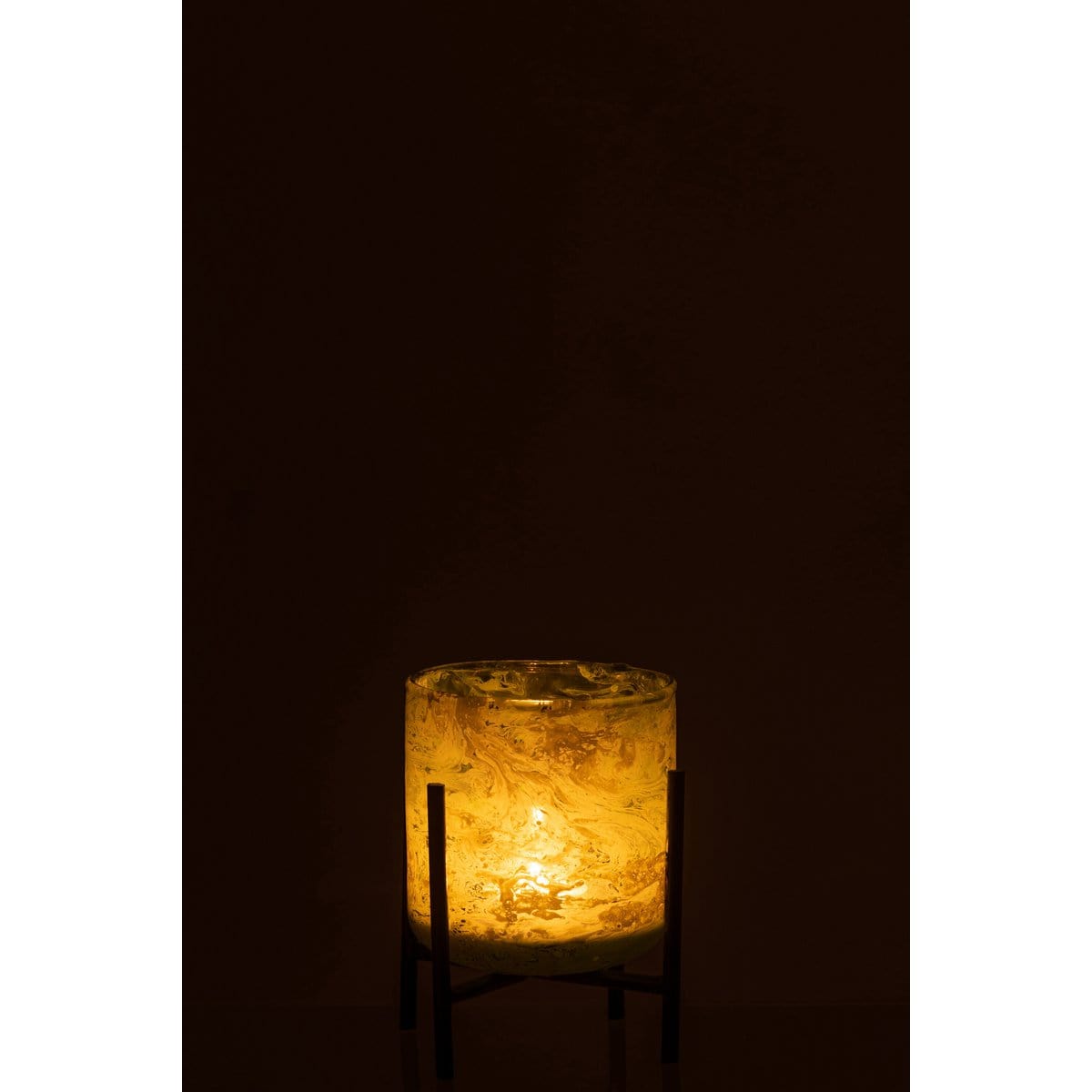 J-Line J-Line windlicht Staand Marmer - glas/ijzer - groen - small