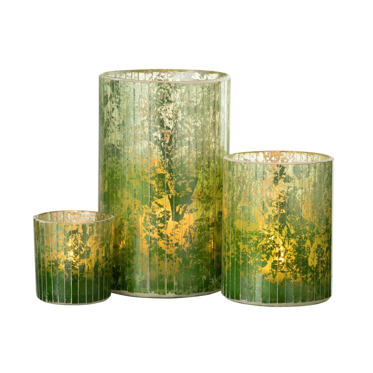J-Line J-Line windlicht Strepen - glas - groen - large