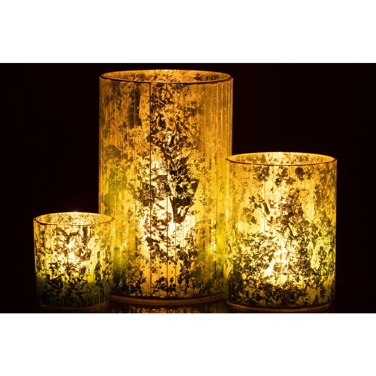 J-Line J-Line windlicht Strepen - glas - groen - large