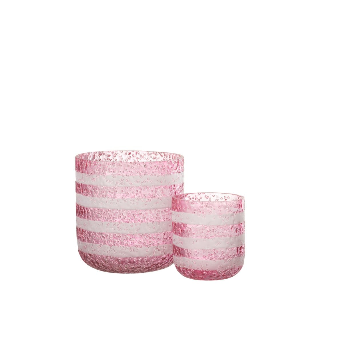 J-Line J-Line windlicht Strepen - glas - rood/wit - large