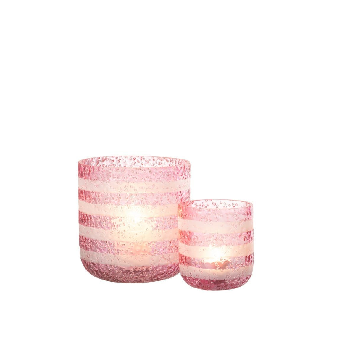J-Line J-Line windlicht Strepen - glas - rood/wit - large