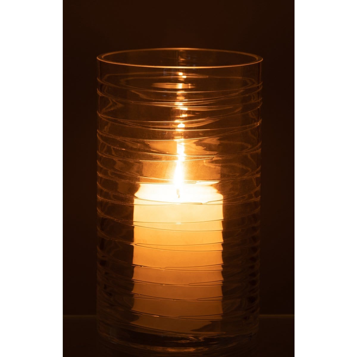 J-Line J-Line windlicht Strepen - kaarshouder - glas - transparant - large