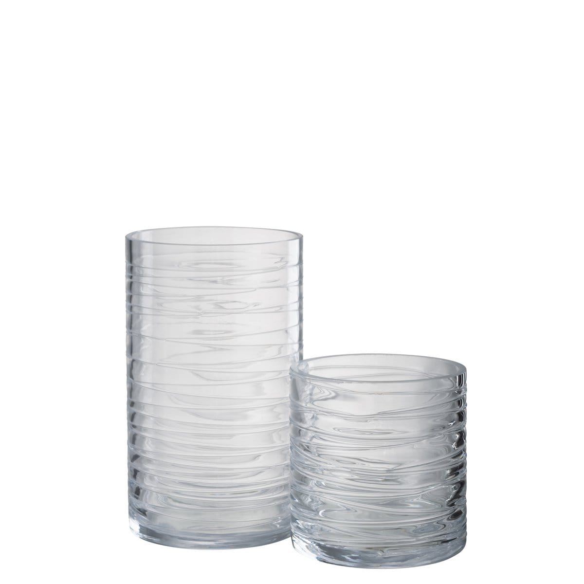 J-Line J-Line windlicht Strepen - kaarshouder - glas - transparant - large