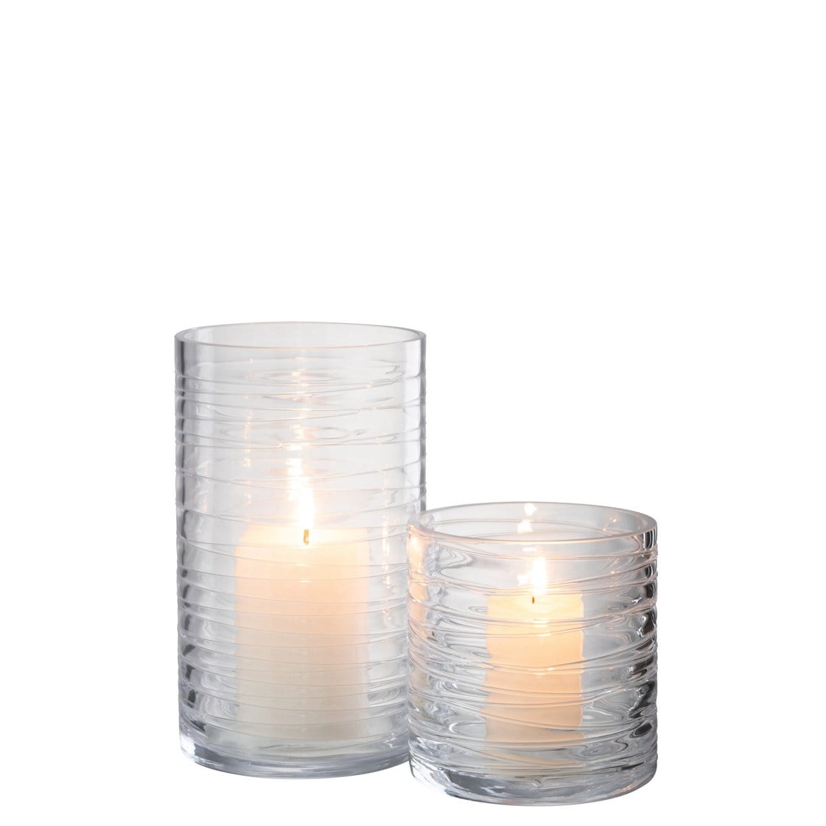 J-Line J-Line windlicht Strepen - kaarshouder - glas - transparant - large