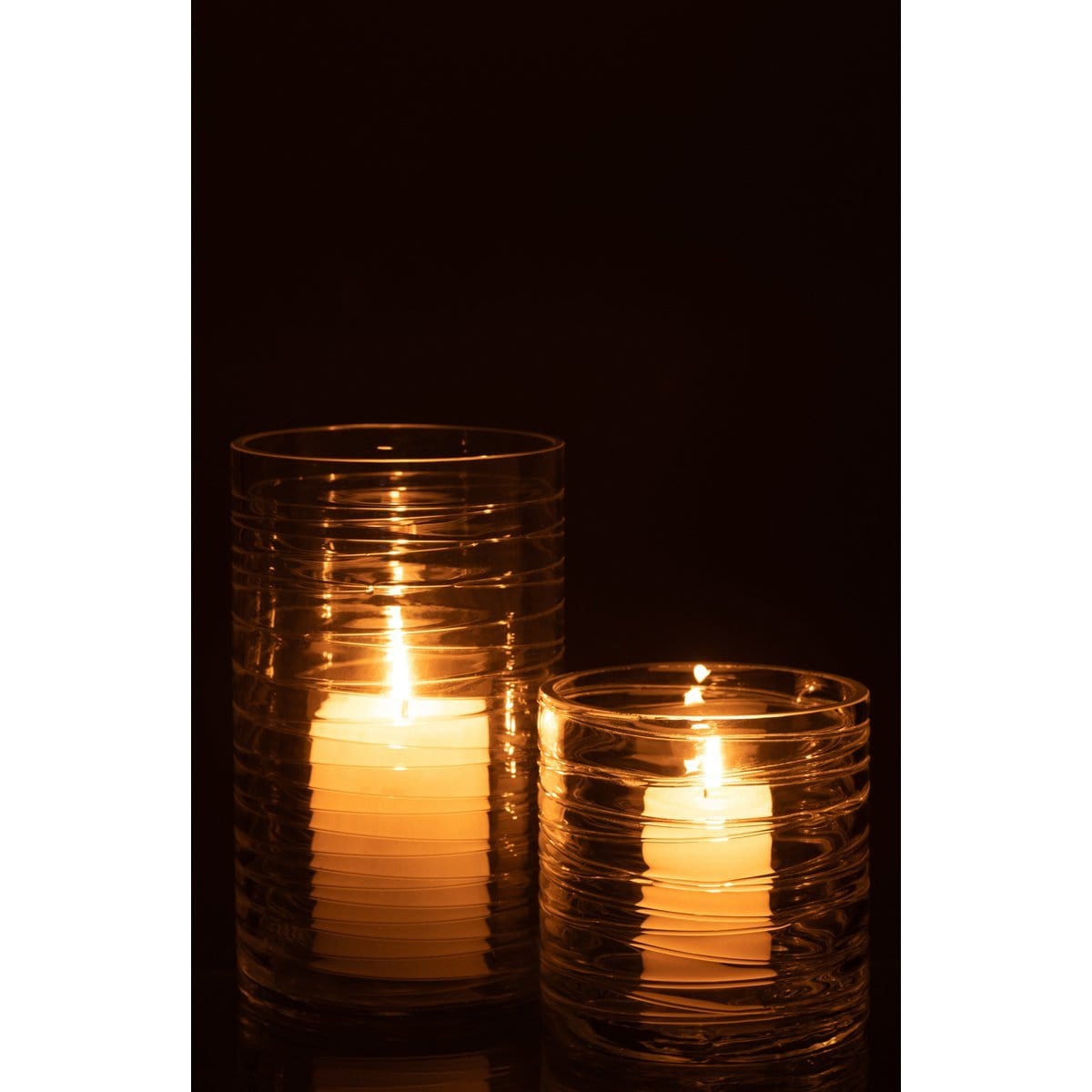 J-Line J-Line windlicht Strepen - kaarshouder - glas - transparant - large