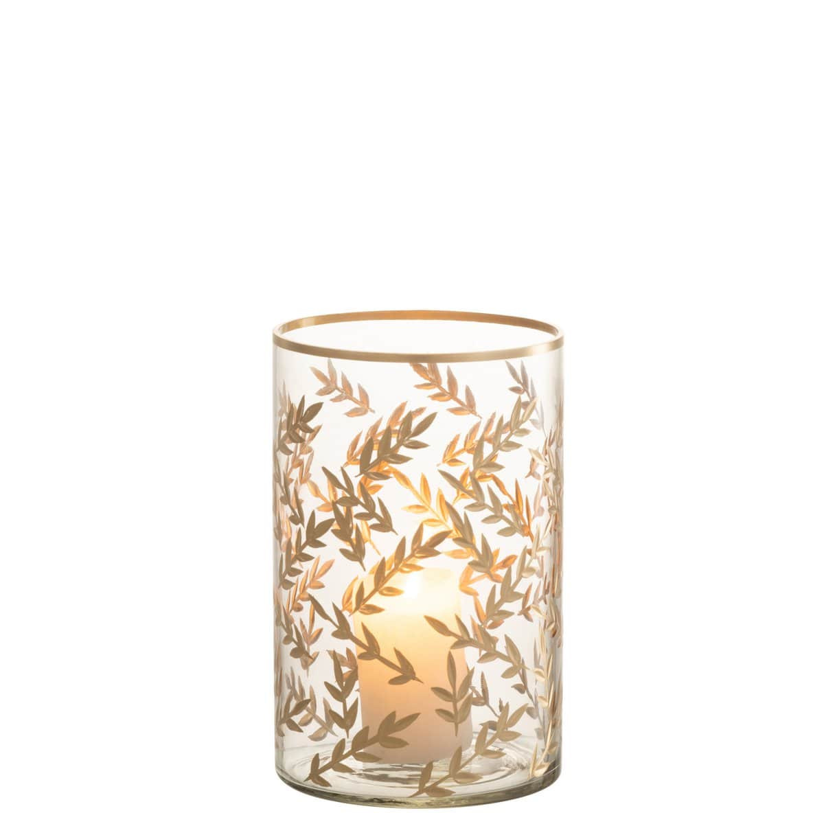 J-Line J-Line windlicht Tarwe - glas - goud/transparant - medium