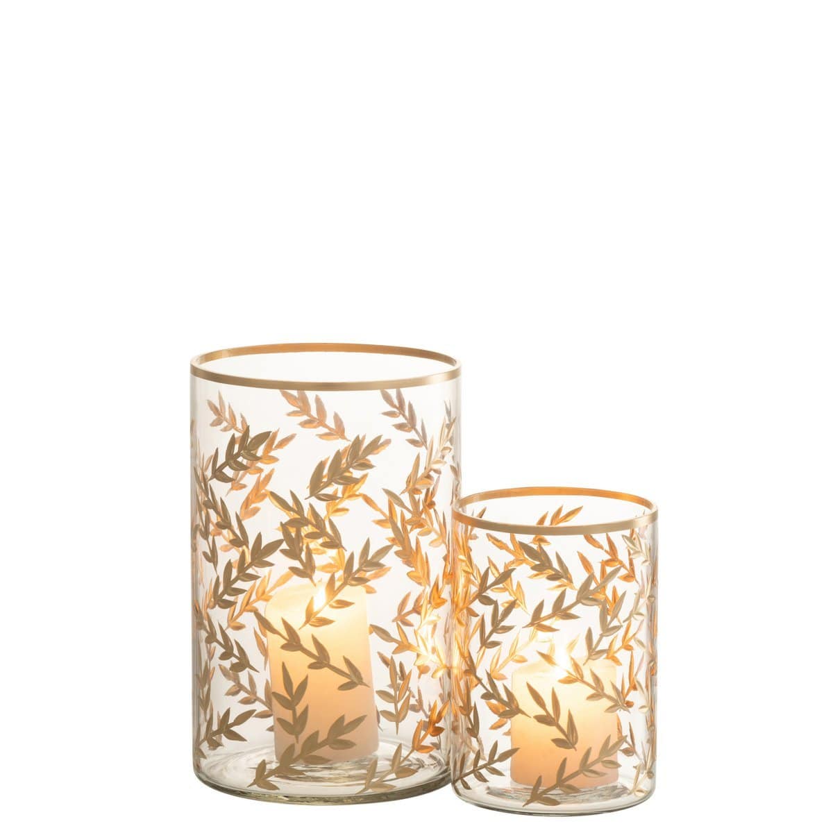 J-Line J-Line windlicht Tarwe - glas - goud/transparant - medium
