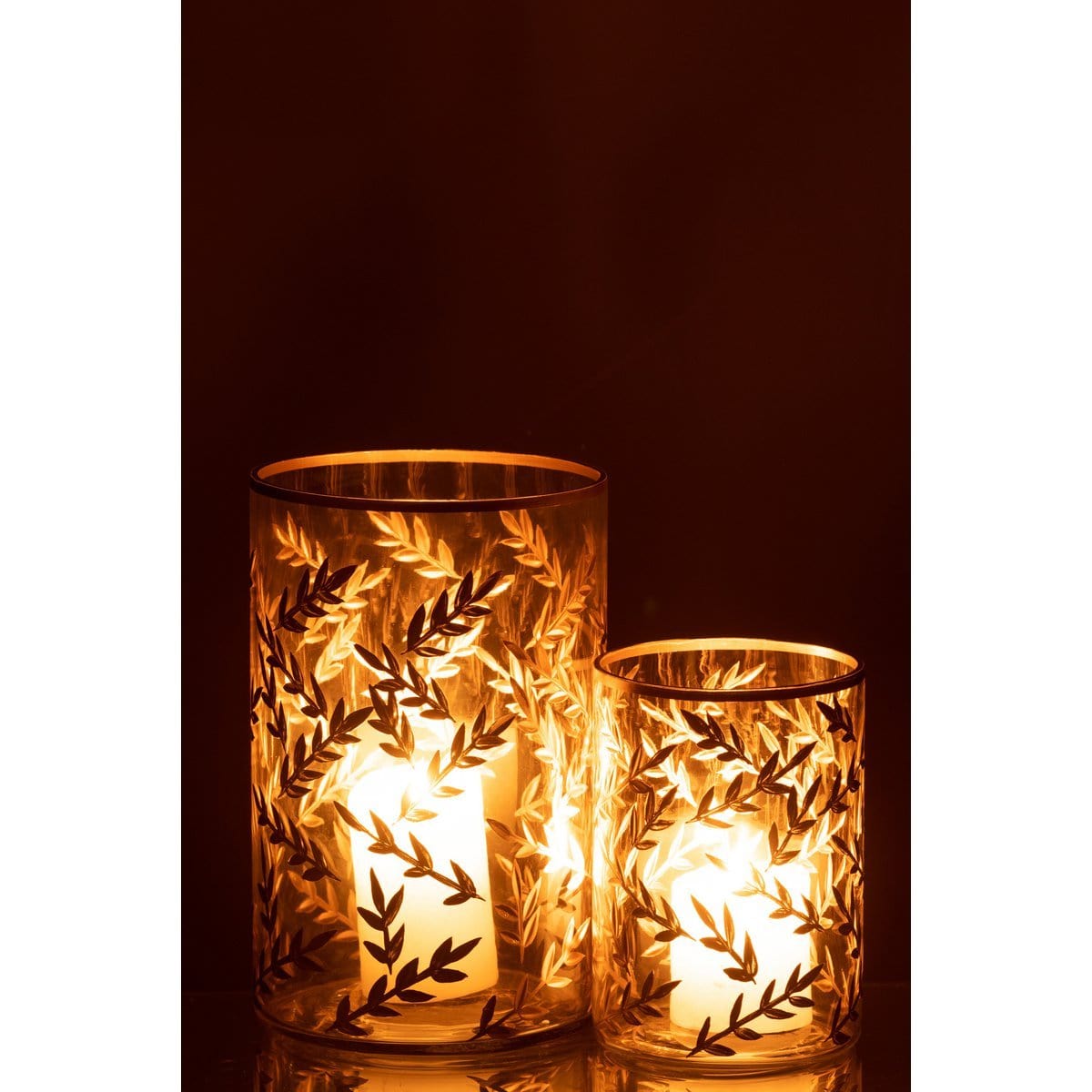 J-Line J-Line windlicht Tarwe - glas - goud/transparant - medium