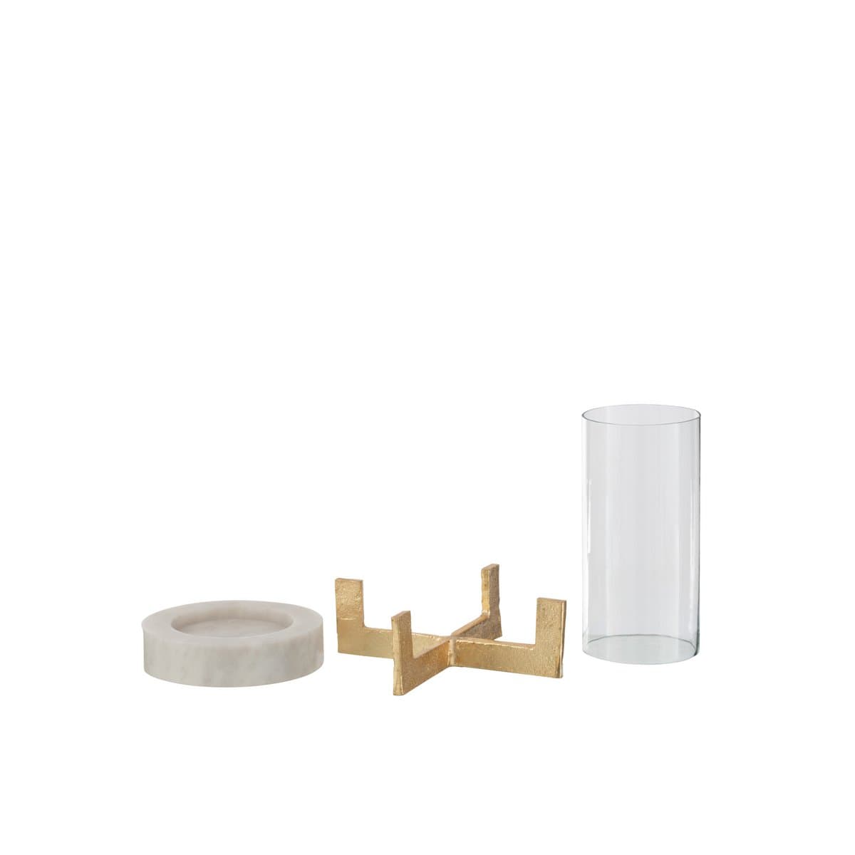 J-Line J-Line windlicht Voet - marmer/metaal - grijs/champagne - small