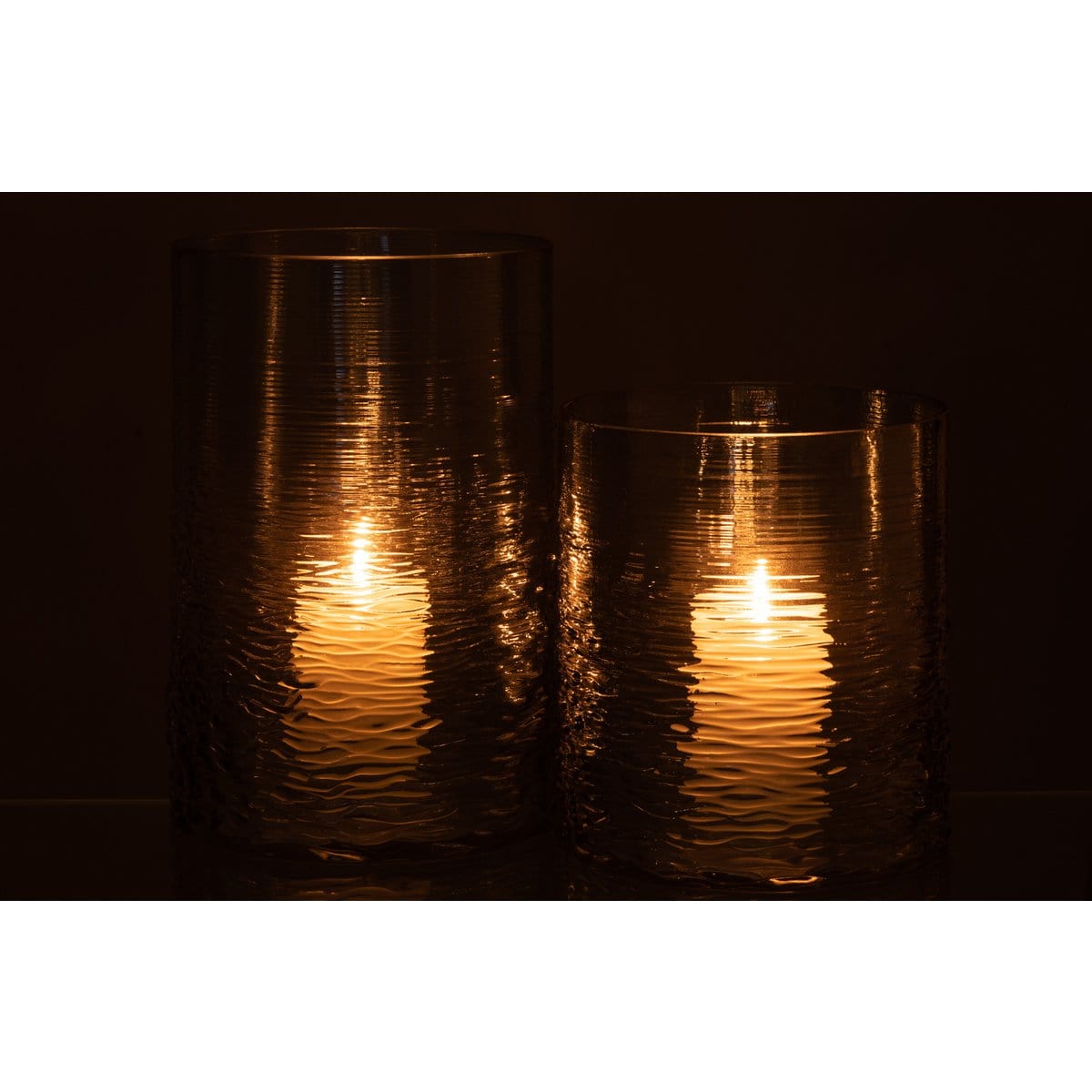 J-Line J-Line windlicht Zee - Kaarsenhouder - glas - blauw - large
