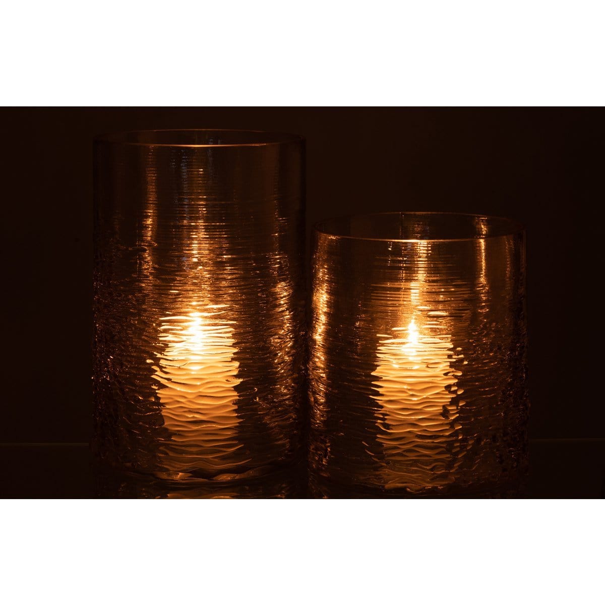 J-Line J-Line windlicht Zee - kaarshouder - glas - grijs - large
