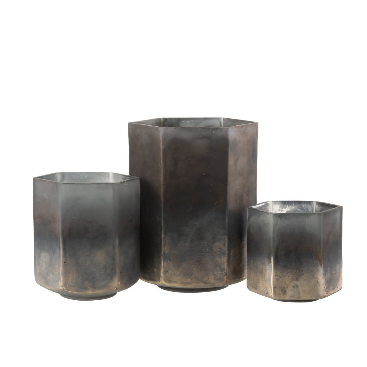 J-Line J-Line windlicht Zeshoek - glas - grijs - large