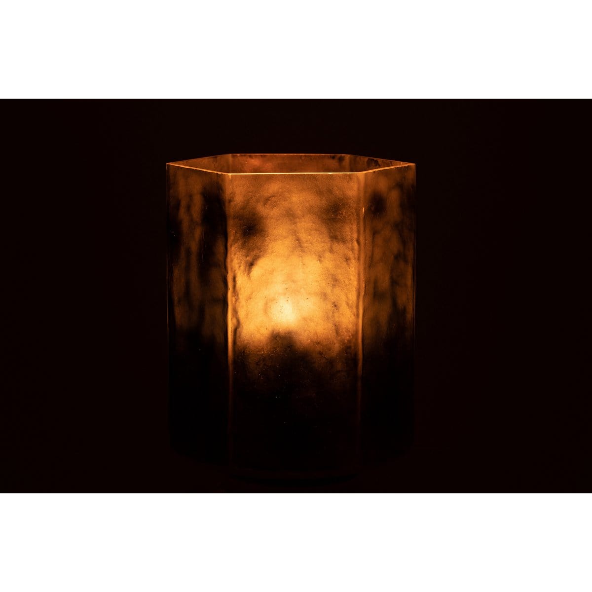 J-Line J-Line windlicht Zeshoek - glas - grijs - large