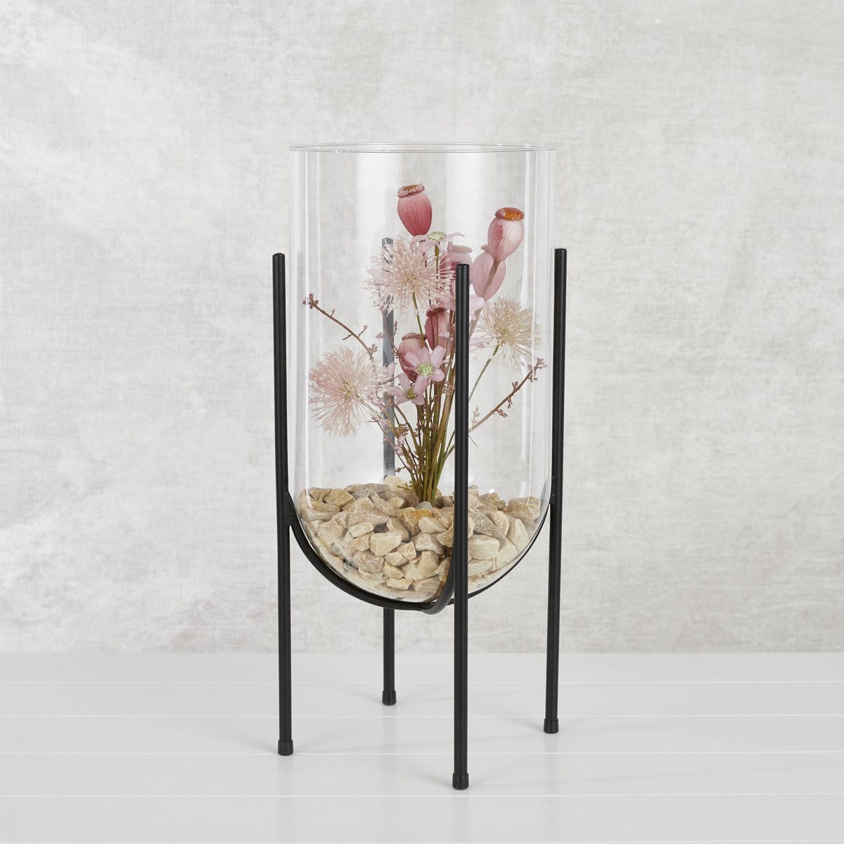 Mica Decorations Jamey Vaas op Standaard - H49,5 x Ø23,5 cm - Transparant, Zwart