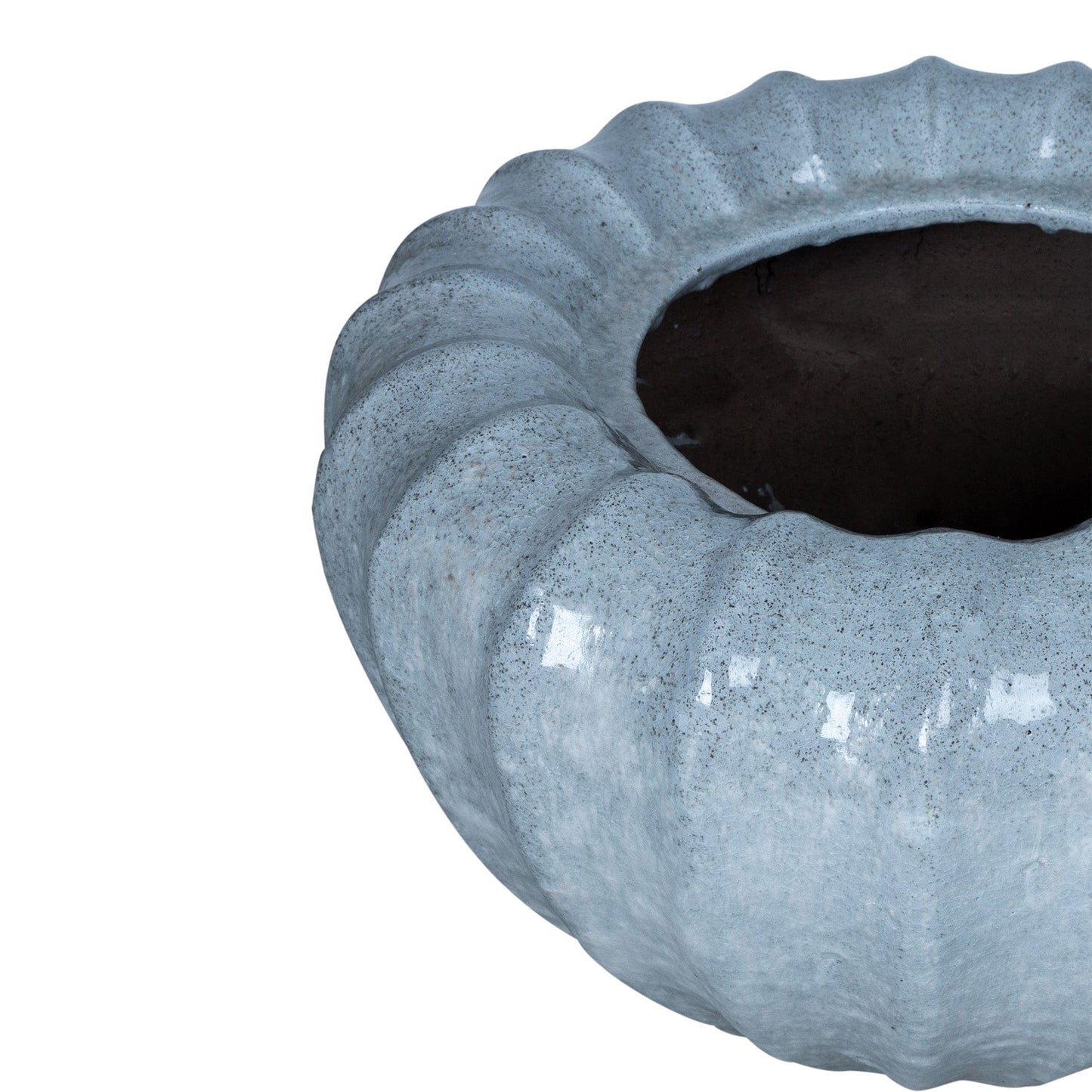 PTMD Jinah Witte keramiek pot biologisch geribbeld rond S