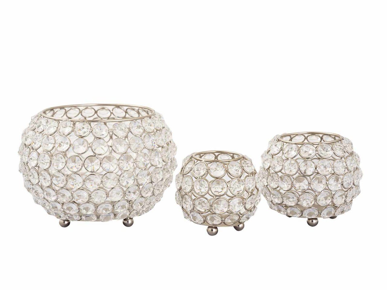 Voglrieder kreatives Wohnen Kandelaar 24-delige set 3 x 8 VE theelichthouder Kristallen kandelaar goud of zilver Vintage Kris