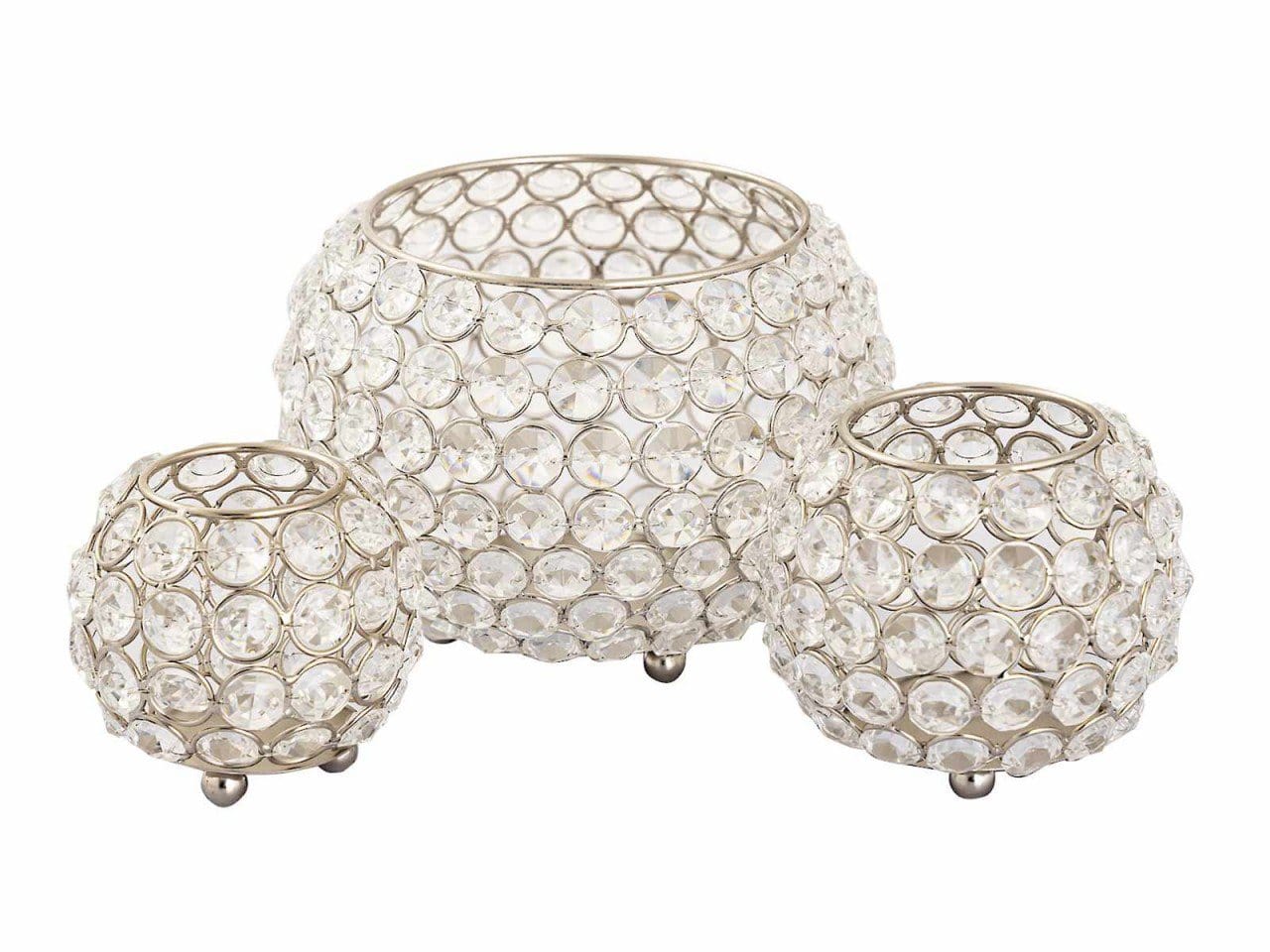 Voglrieder kreatives Wohnen Kandelaar 24-delige set 3 x 8 VE theelichthouder Kristallen kandelaar goud of zilver Vintage Kris