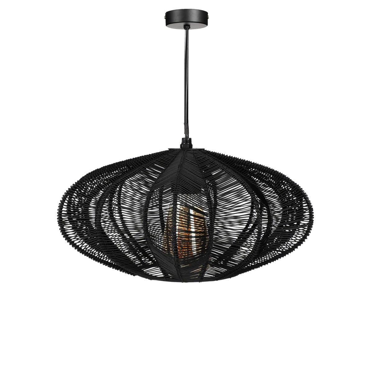 Mica Decorations Kanti Hanglamp - H17 x Ø31 cm - Metaal - Zwart
