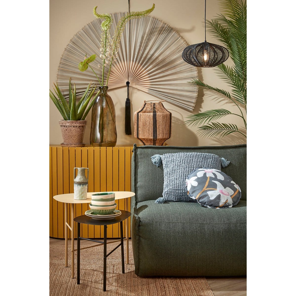 Mica Decorations Kanti Hanglamp - H17 x Ø31 cm - Metaal - Zwart