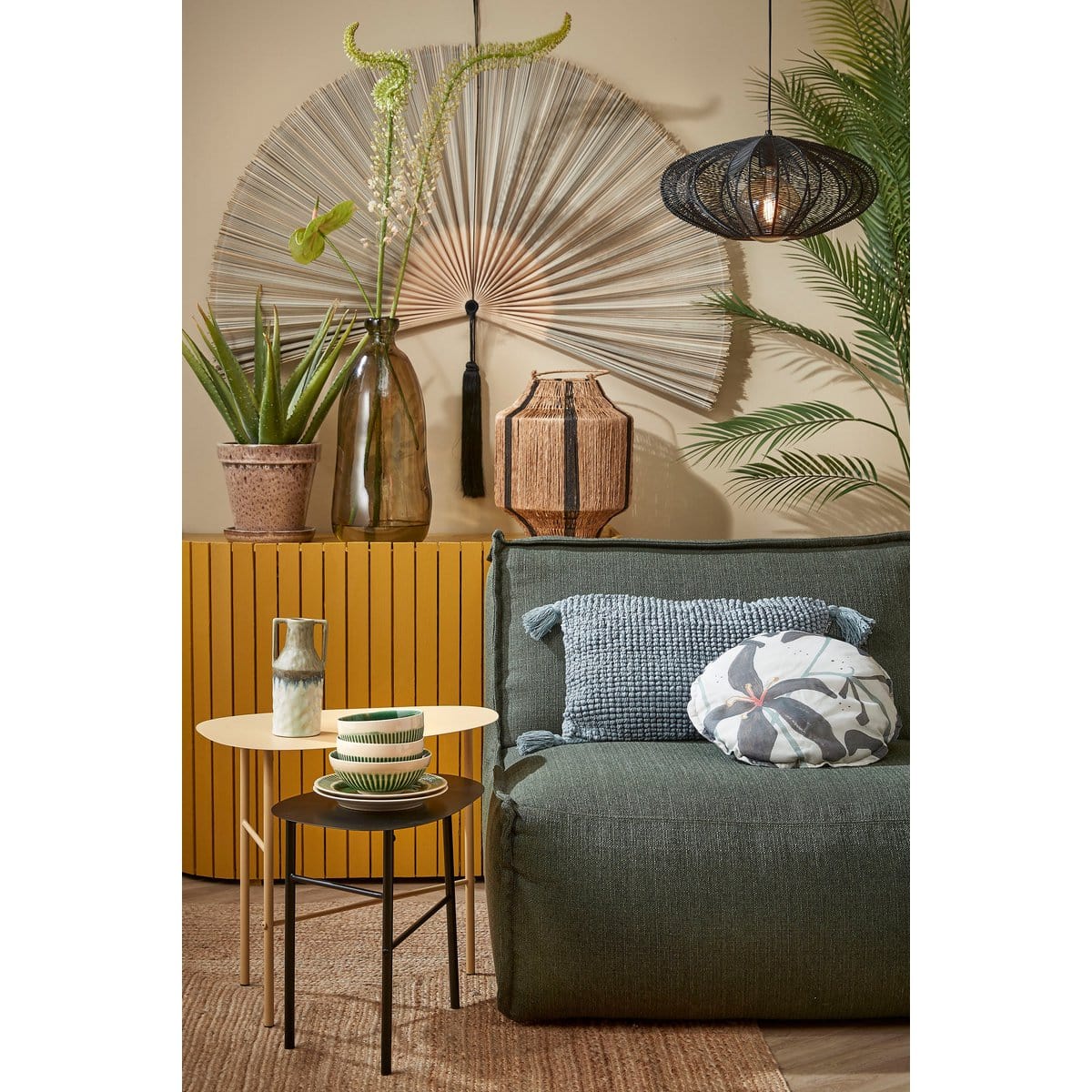 Mica Decorations Kanti Hanglamp - H20 x Ø41 cm - Metaal - Zwart
