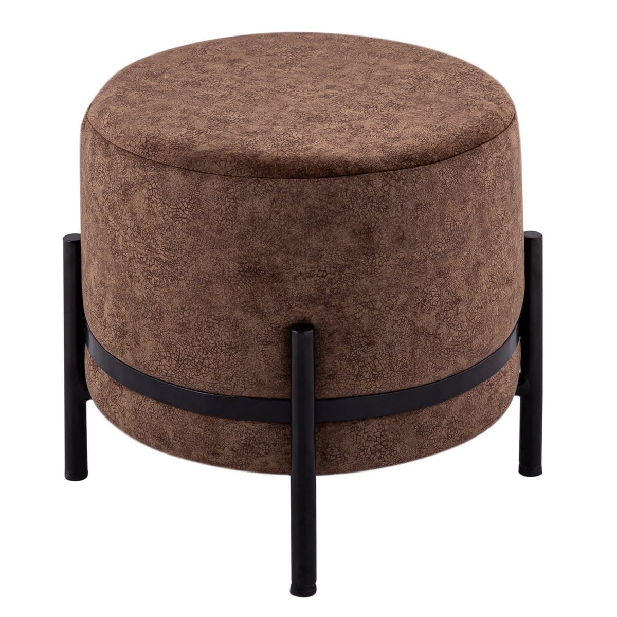 Voglrieder kreatives Wohnen Kruk 2e keus Ø 35 H 37 cm suèdelook poef poef met ijzeren frame mat zwart