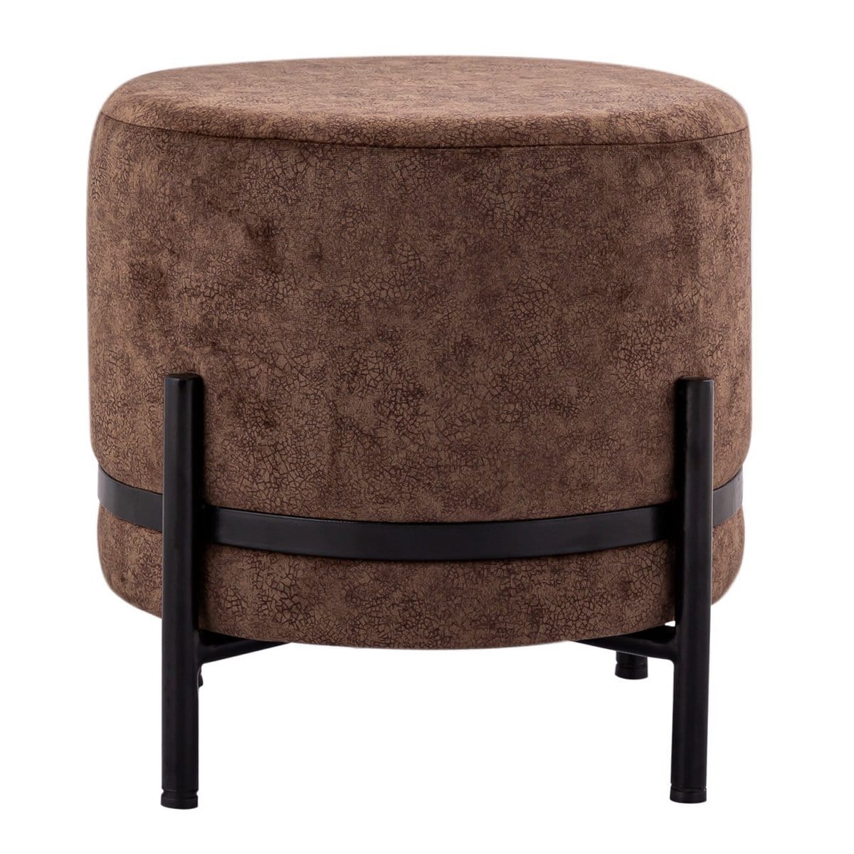 Voglrieder kreatives Wohnen Kruk 2e keus Ø 35 H 37 cm suèdelook poef poef met ijzeren frame mat zwart