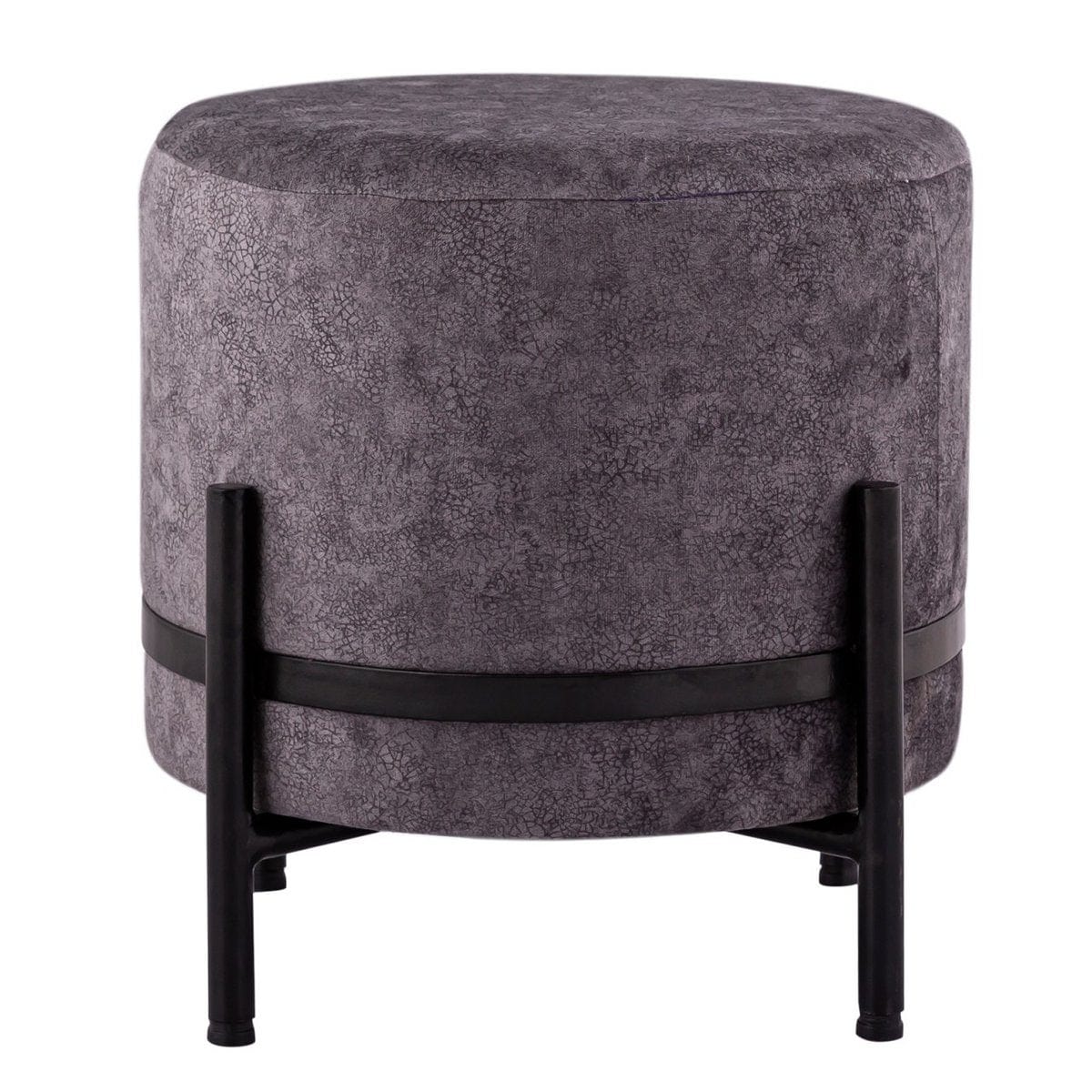 Voglrieder kreatives Wohnen Kruk 2e keus Ø 35 H 37 cm suèdelook poef poef met ijzeren frame mat zwart