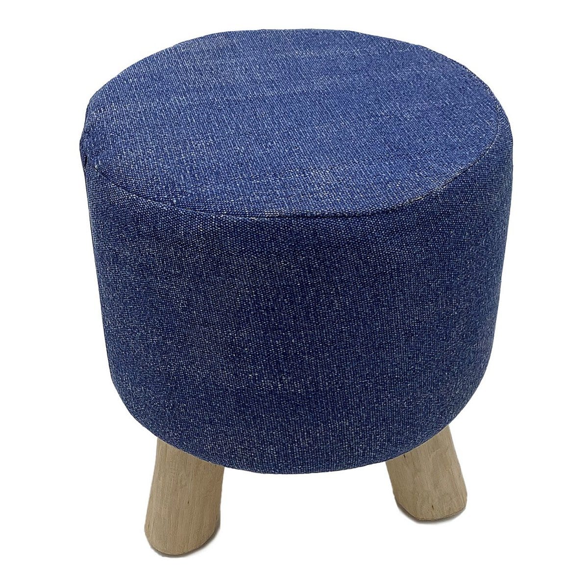 Voglrieder kreatives Wohnen Kruk Stone Washed Ø 35 cm Hoogte 45 cm Kruk Poef Kruk met houten poten van teakhout